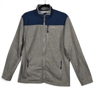 Orvis Mens Classic Collection Full Zip Fleece Jacket Grey Navy Blue Medium‎